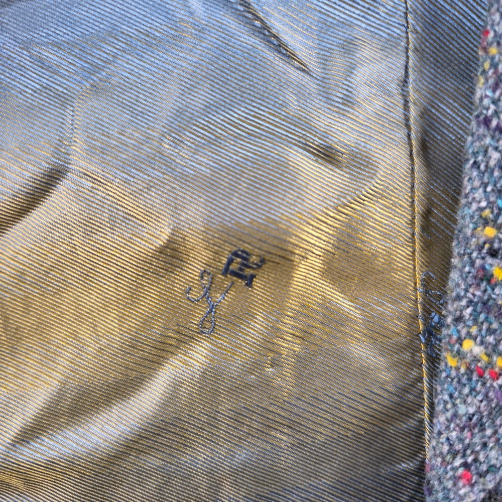 Vintage Blazer Men Small Grey Multi-Color Tweed Confetti Wool Blend Academic - Picture 5 of 8